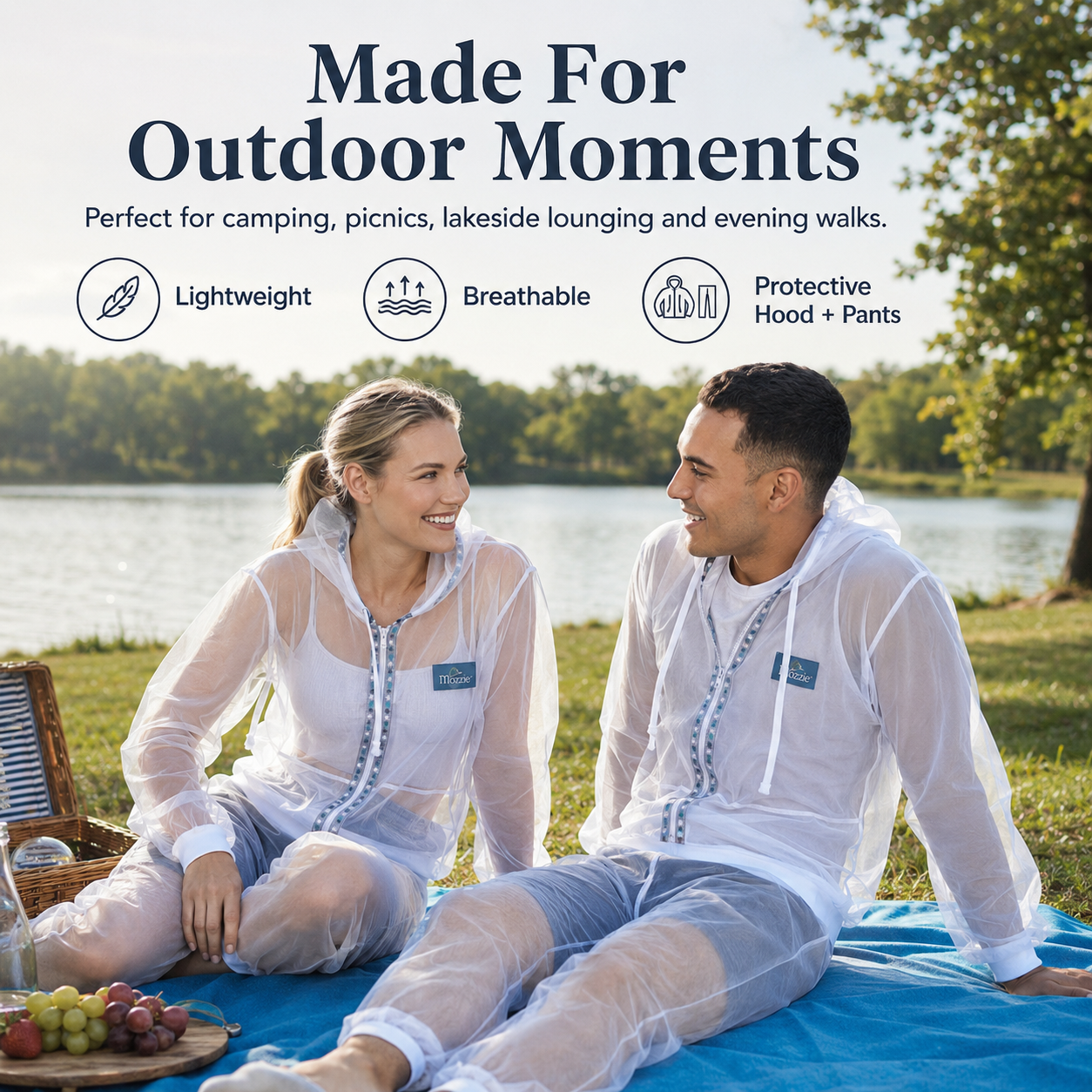 White Mesh Insect Protection Jacket | Lightweight Bug Barrier Outdoor Hoodie+Pant