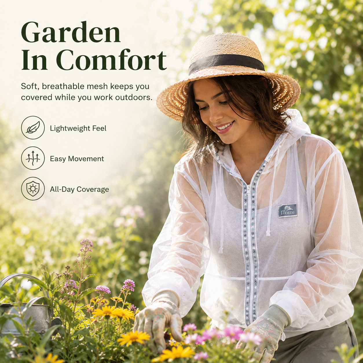White Mesh Insect Protection Jacket | Lightweight Bug Barrier Outdoor Hoodie+Pant