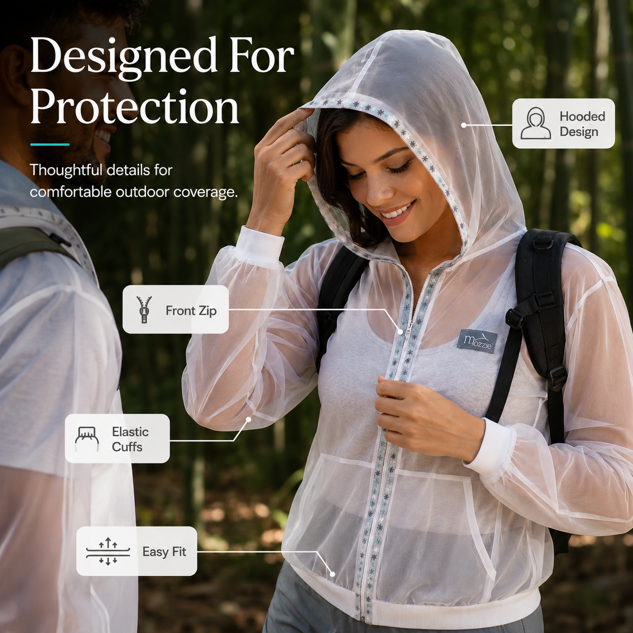 White Mesh Insect Protection Jacket | Lightweight Bug Barrier Outdoor Hoodie+Pant