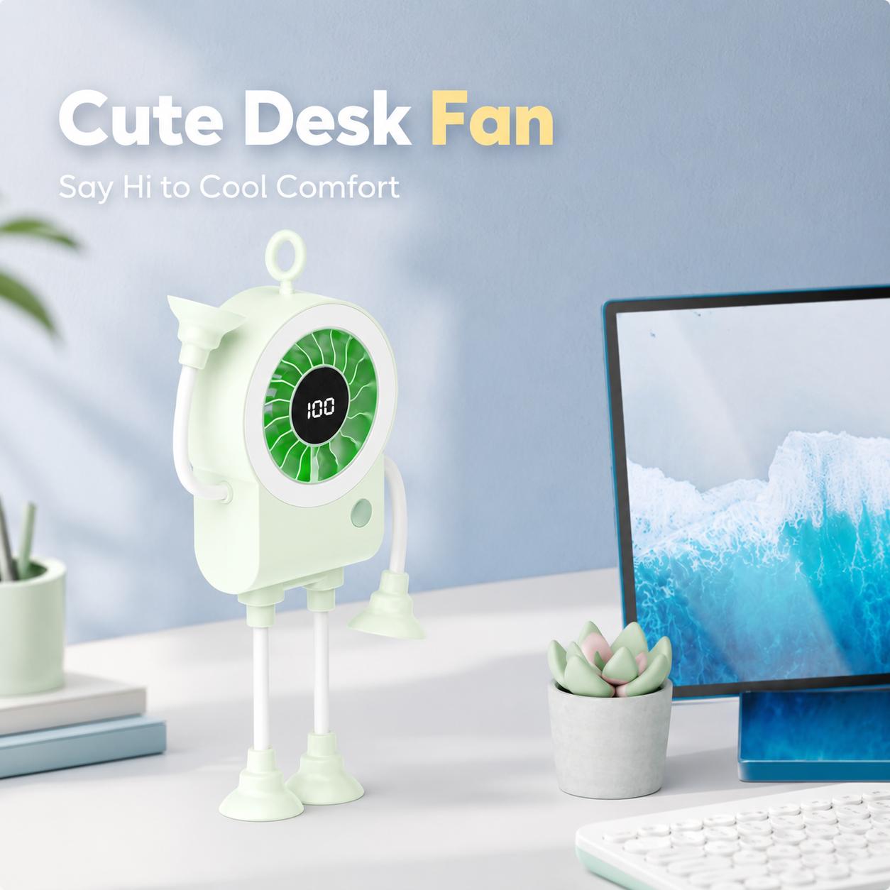 🌀 Cute Desk Fan – Say Hi to Cool Comfort