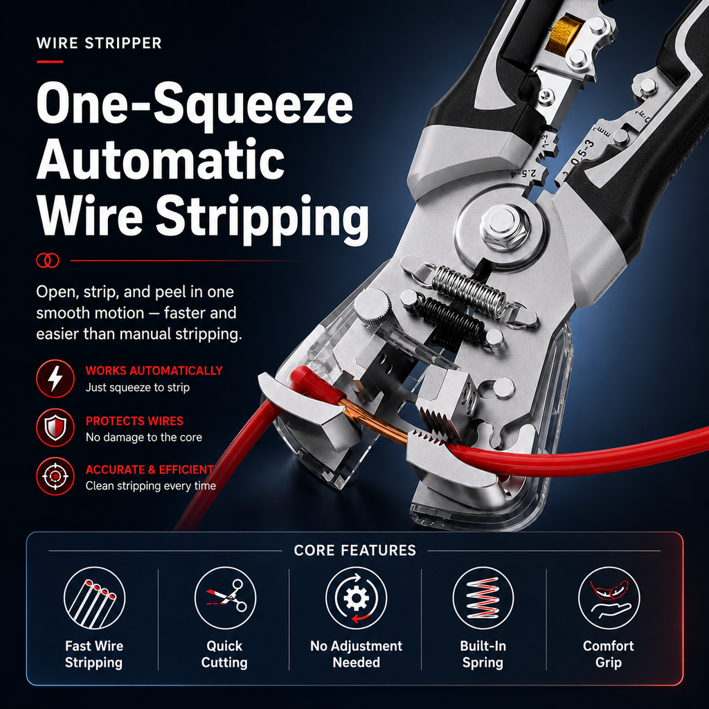 🔧Professional Automatic Wire Stripper – 0.2-10mm² | One-Touch Open &amp; Close