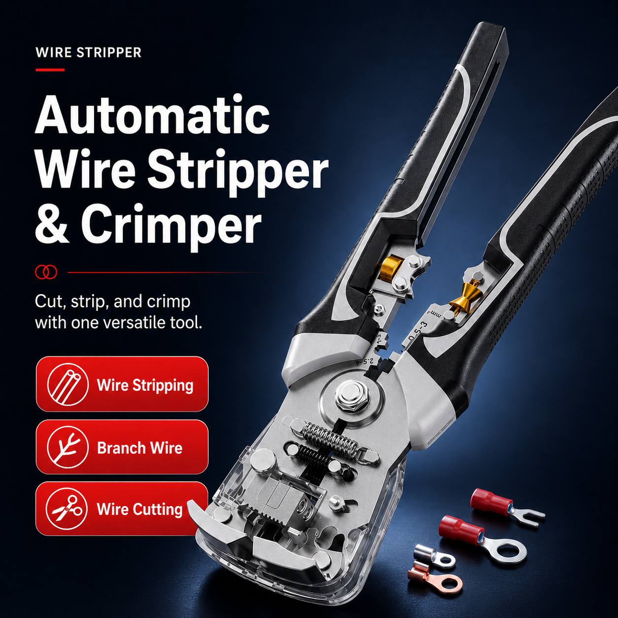 🔧Professional Automatic Wire Stripper – 0.2-10mm² | One-Touch Open &amp; Close
