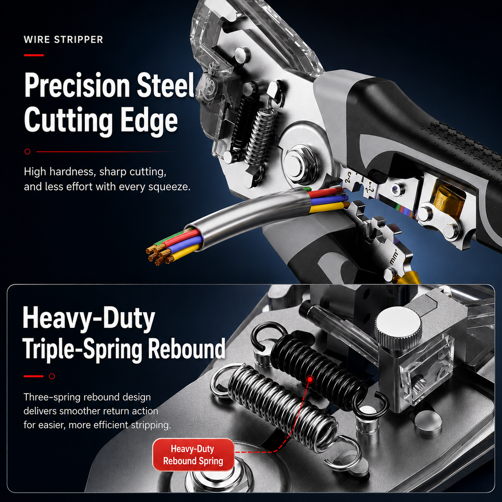 🔧Professional Automatic Wire Stripper – 0.2-10mm² | One-Touch Open &amp; Close