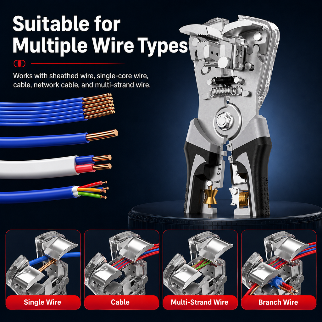 🔧Professional Automatic Wire Stripper – 0.2-10mm² | One-Touch Open &amp; Close