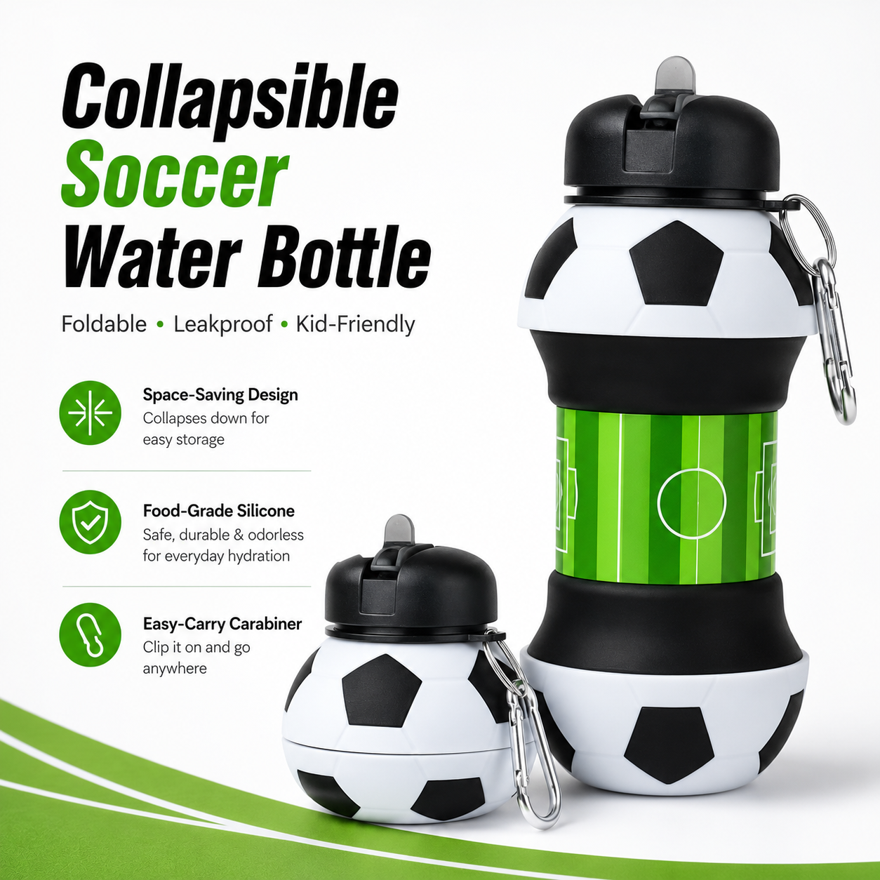 ⚽ Collapsible Soccer Water Bottle