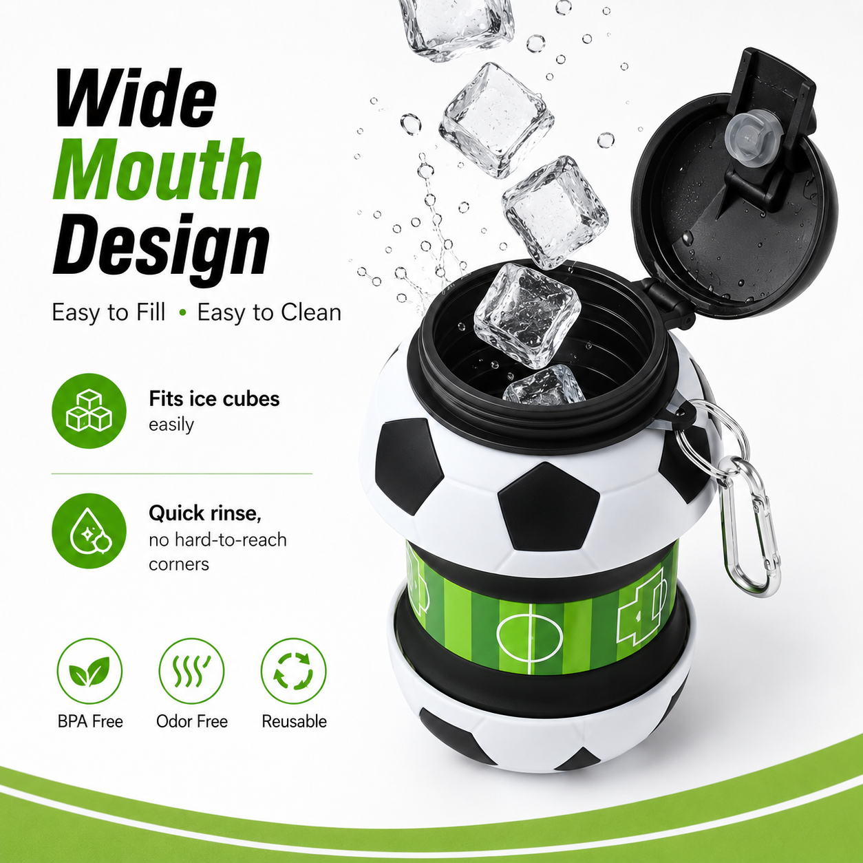 ⚽ Collapsible Soccer Water Bottle