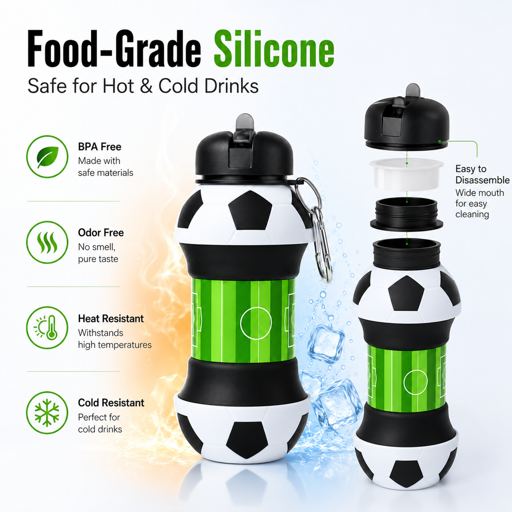 ⚽ Collapsible Soccer Water Bottle
