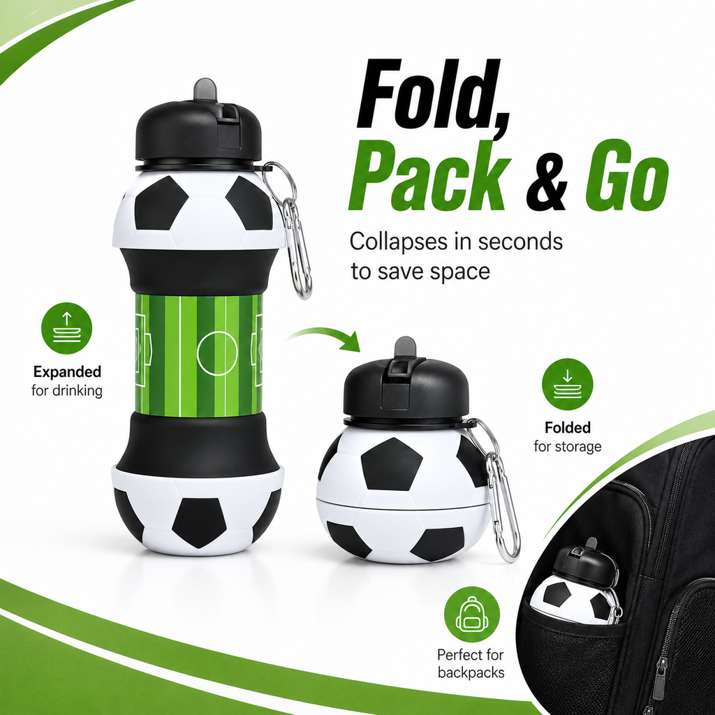 ⚽ Collapsible Soccer Water Bottle