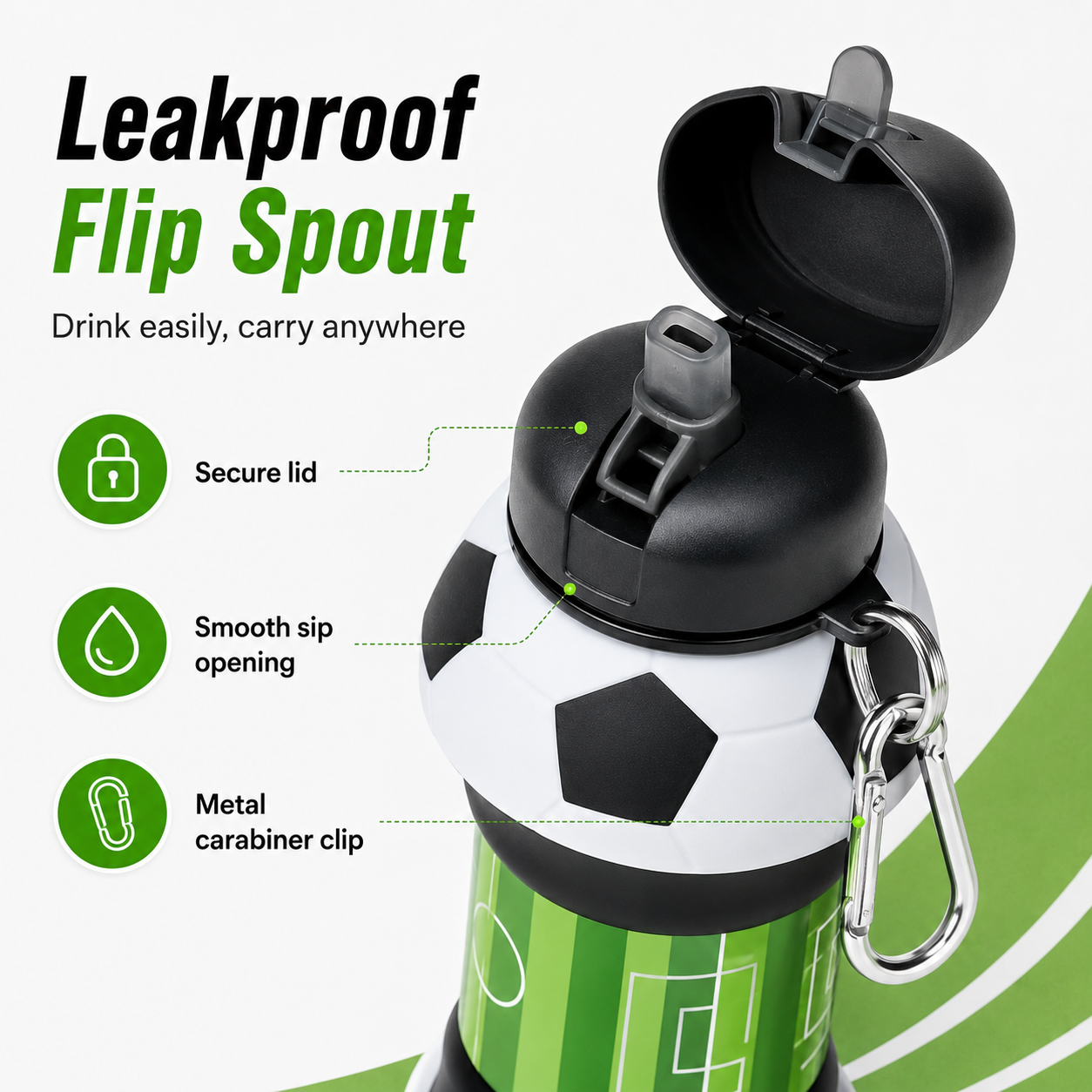 ⚽ Collapsible Soccer Water Bottle