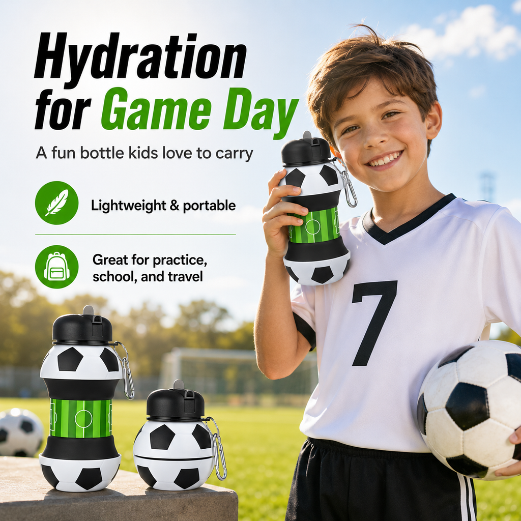 ⚽ Collapsible Soccer Water Bottle