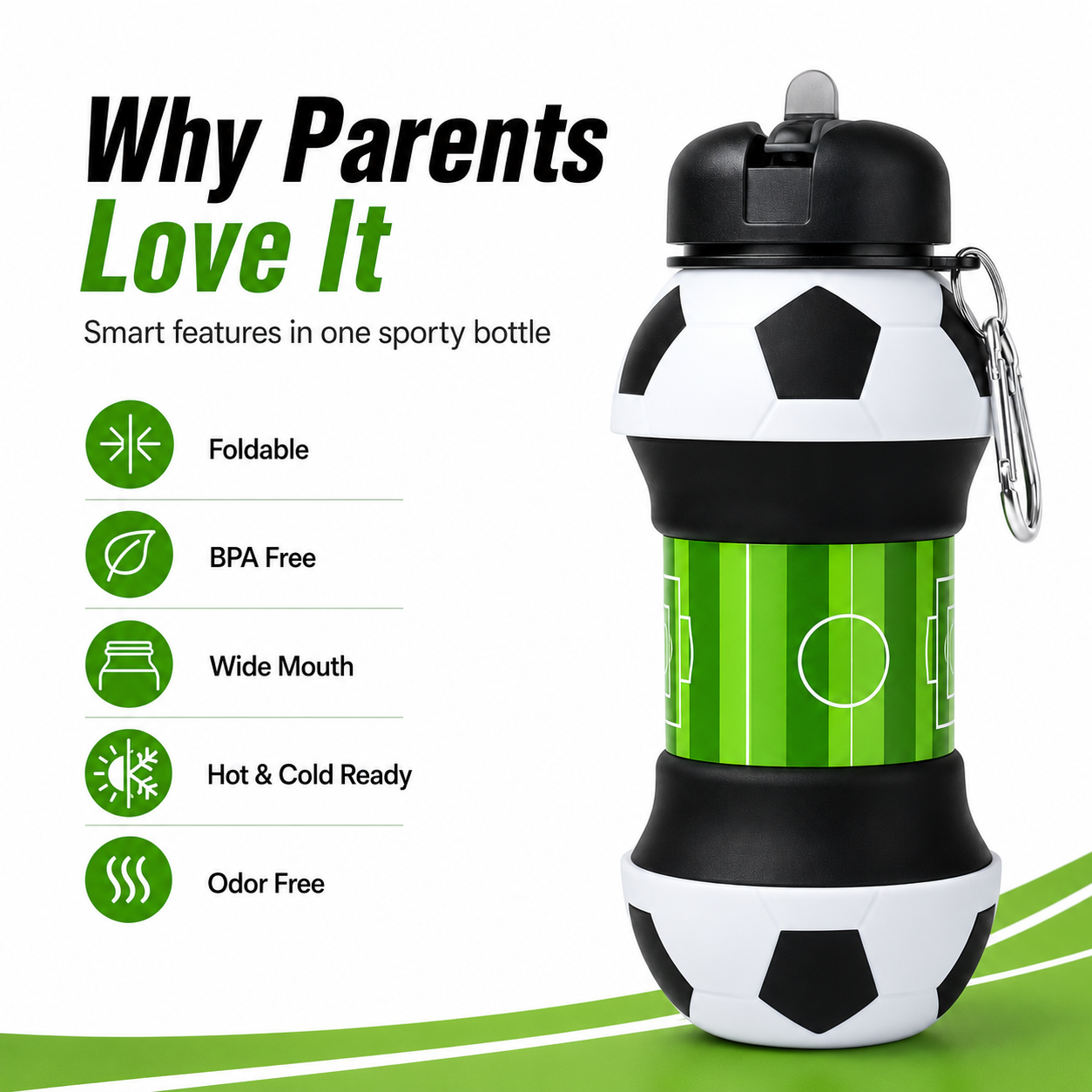 ⚽ Collapsible Soccer Water Bottle