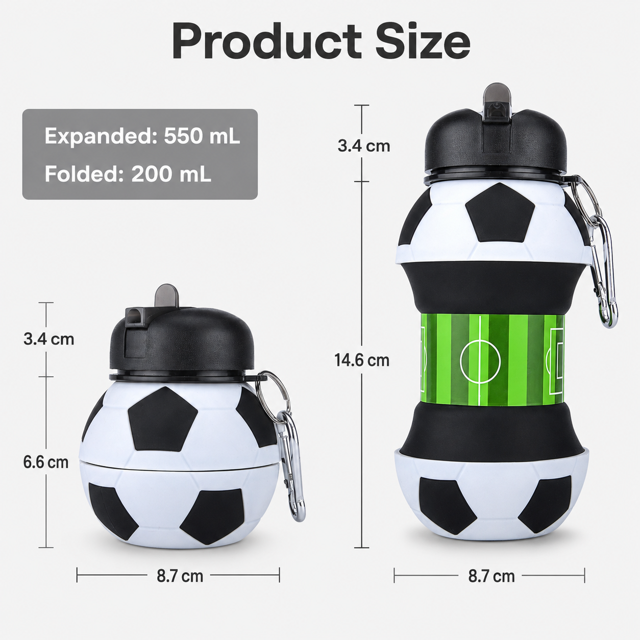 ⚽ Collapsible Soccer Water Bottle