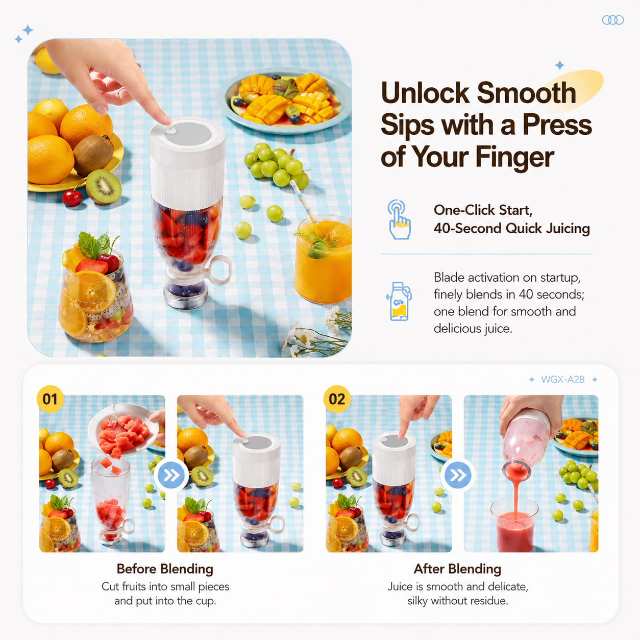 🍹Portable Electric Juicer Cup for Smoothies and Fresh Juice