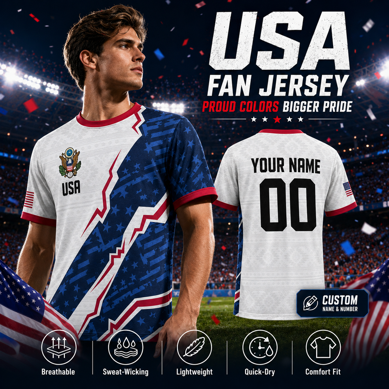 USA National Team Style Soccer Jersey 2026 V-Neck for Fans & Players