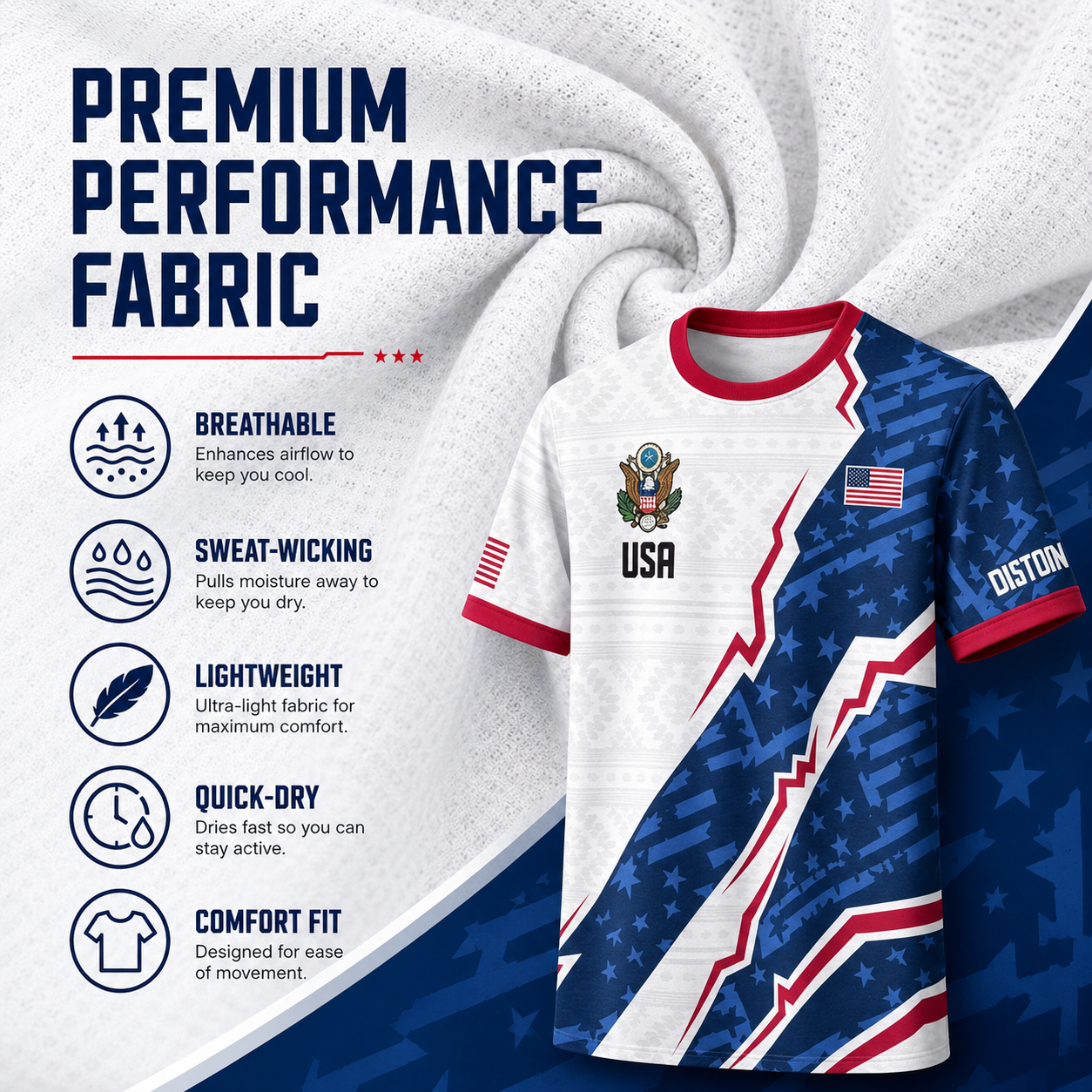 USA National Team Style Soccer Jersey 2026 V-Neck for Fans & Players