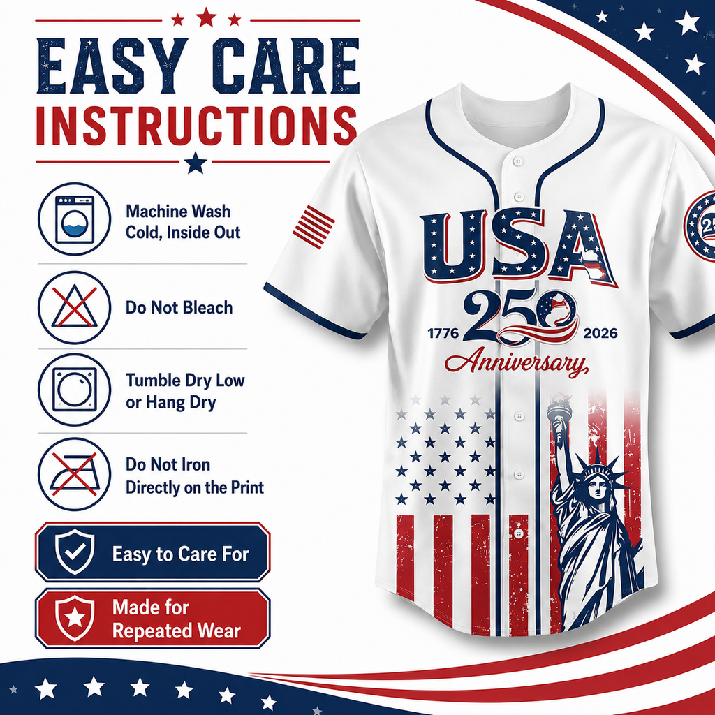 USA 250th Anniversary Baseball Jersey – 1776-2026 Independence Day Patriotic Shirt, Men & Women, Flag & Liberty Print