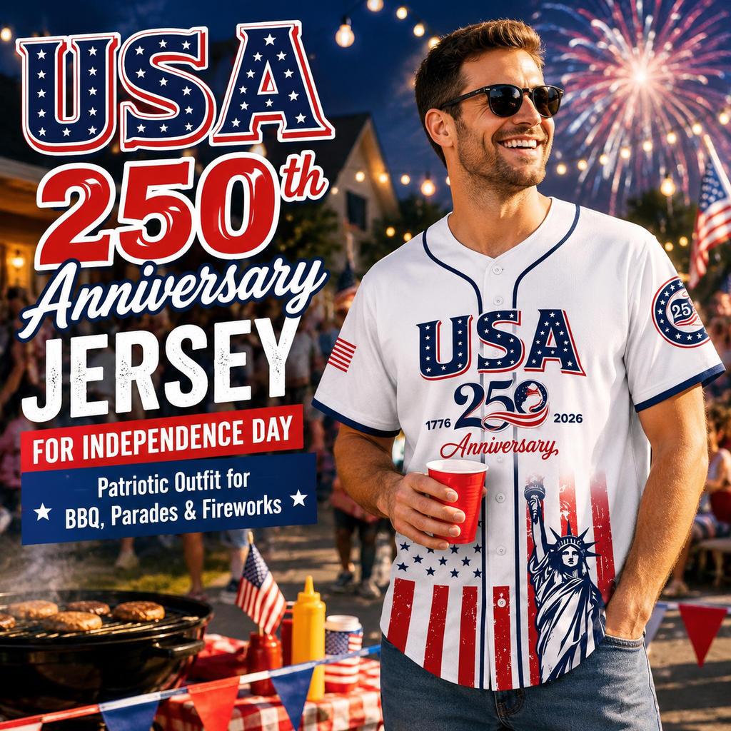 USA 250th Anniversary Baseball Jersey – 1776-2026 Independence Day Patriotic Shirt, Men & Women, Flag & Liberty Print
