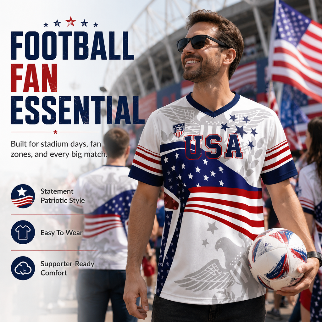 ⚽️V-Neck USA Bald Eagle Graphic Soccer Jersey, 2026 USA Fans Jersey, Gift for Soccer Fans, America Soccer Jersey for Player