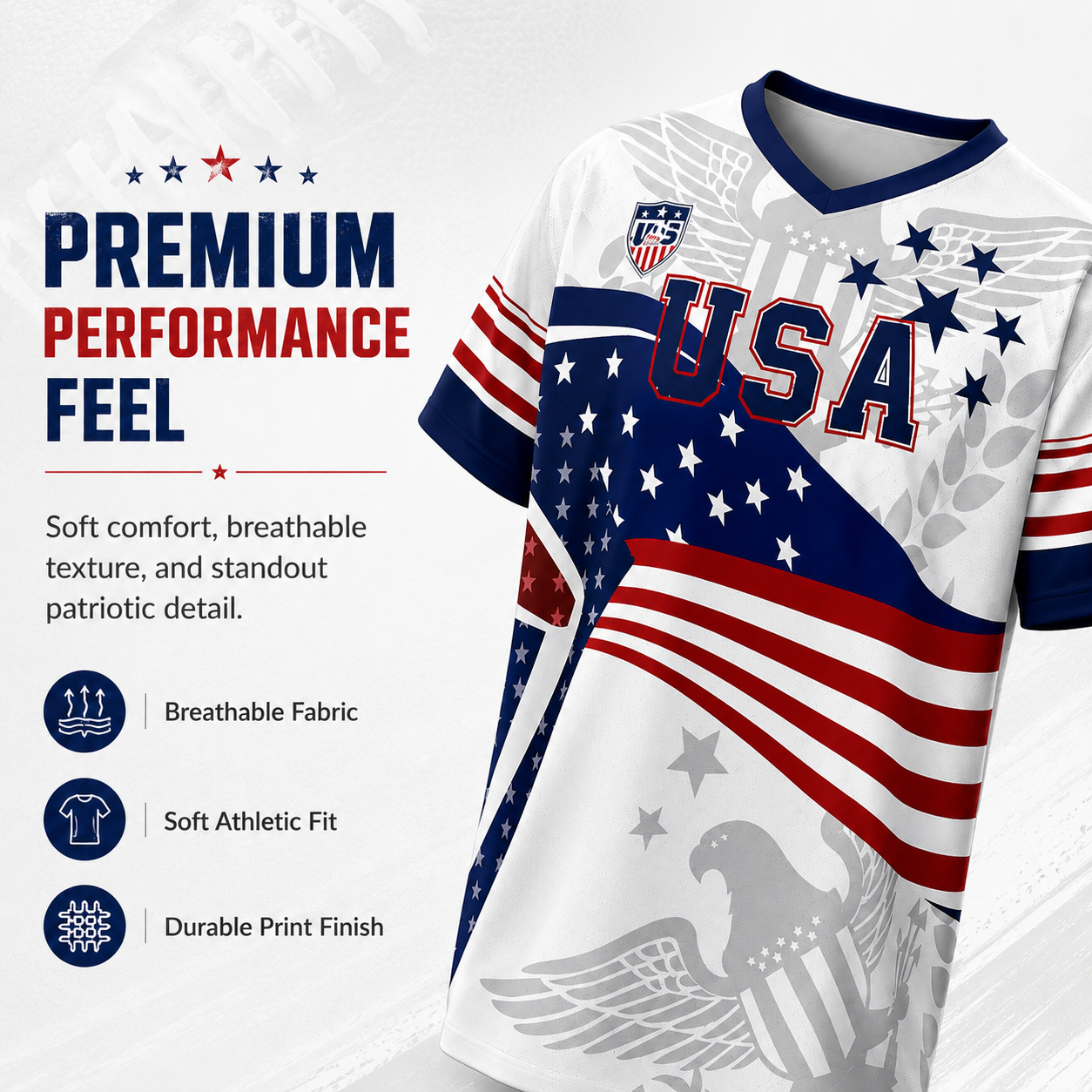 ⚽️V-Neck USA Bald Eagle Graphic Soccer Jersey, 2026 USA Fans Jersey, Gift for Soccer Fans, America Soccer Jersey for Player