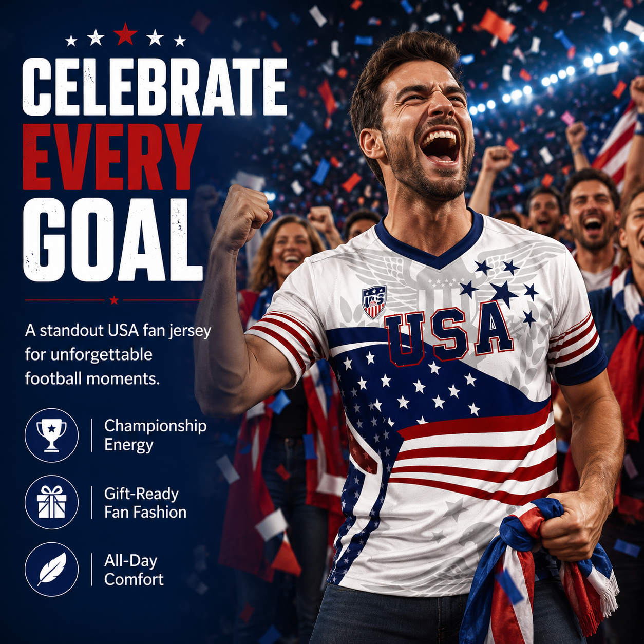 ⚽️V-Neck USA Bald Eagle Graphic Soccer Jersey, 2026 USA Fans Jersey, Gift for Soccer Fans, America Soccer Jersey for Player