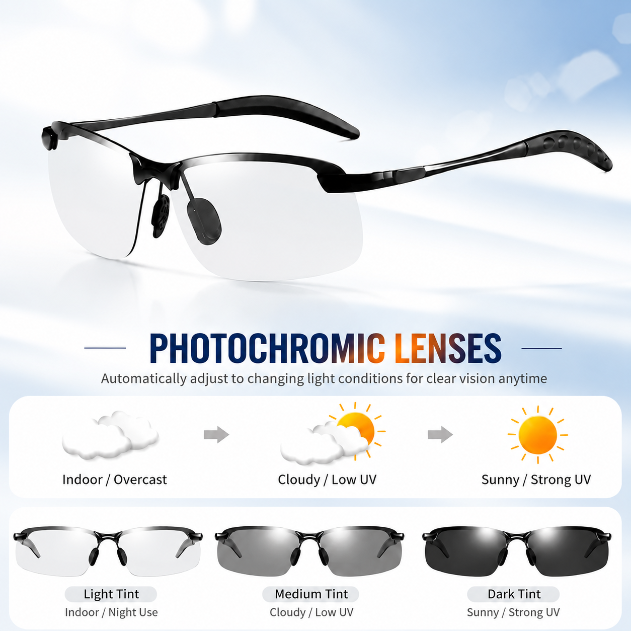 Summervibes Unisex Fashion Polarized Sunglasses, UV400 Anti Blue Light Sun Glasses for Photography Hiking Beach Outdoor