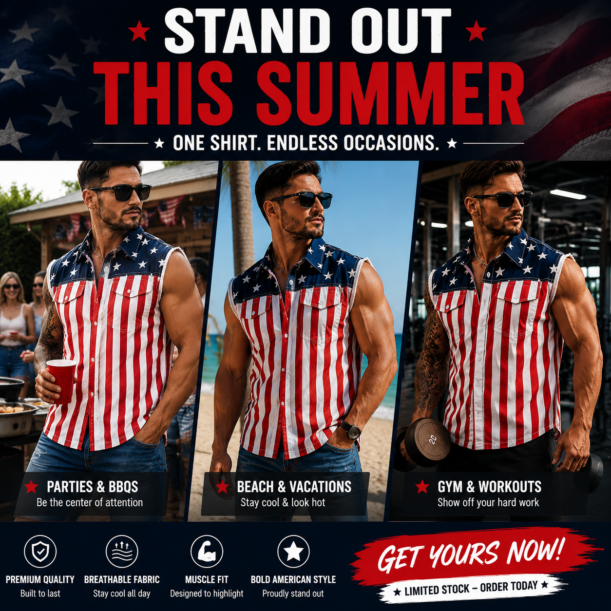👕American Flag Denim Vest USA 250th Birthday Independence Day Sleeveless Unisex Summer Casual Jacket（副本）