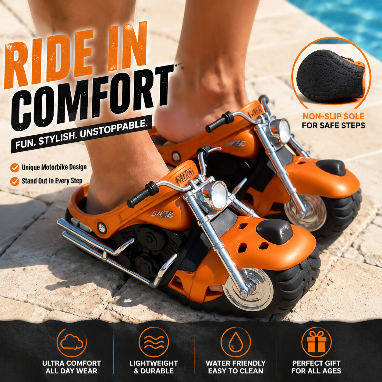 🏍️🔥 Ride-On Motorcycle Slippers