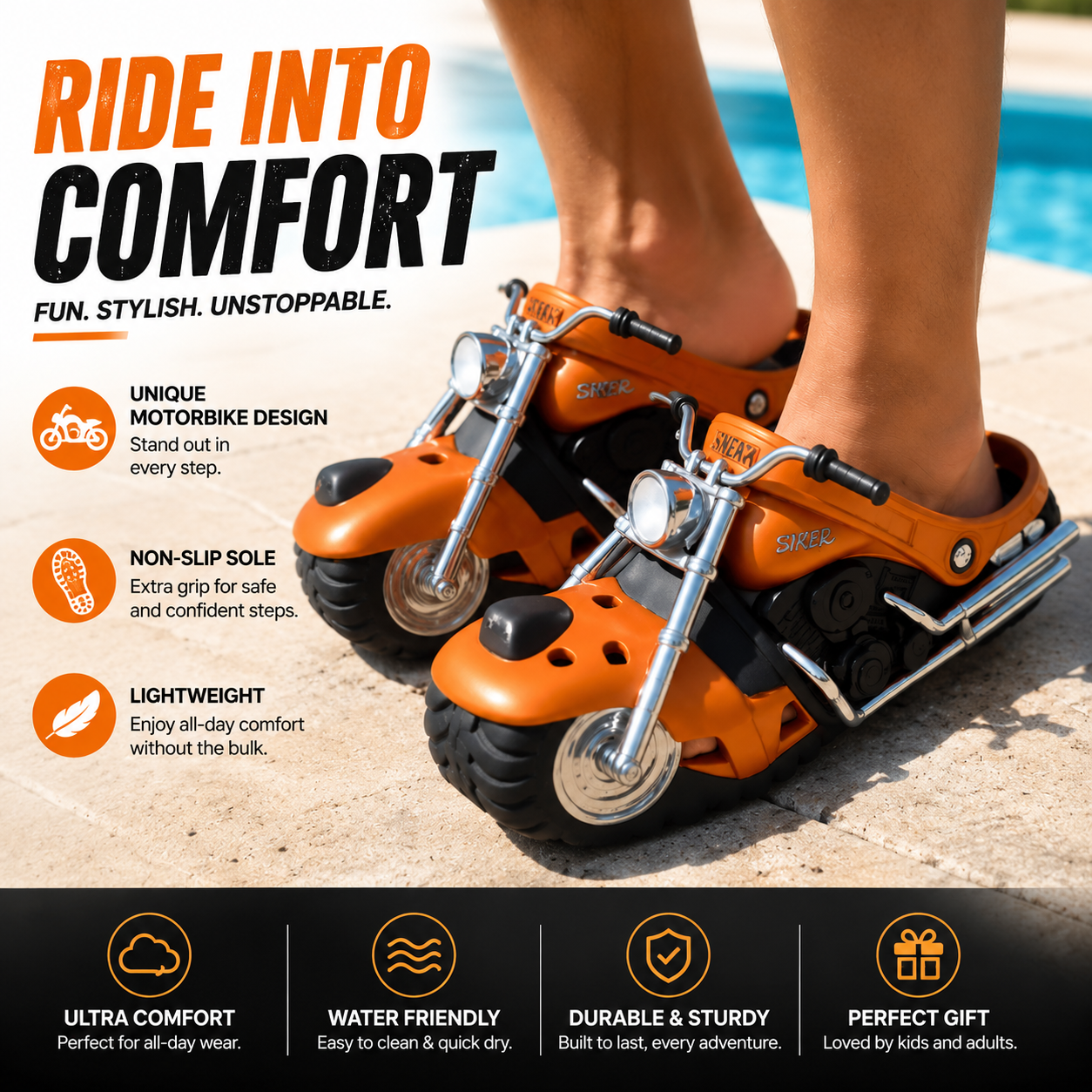 🏍️🔥 Ride-On Motorcycle Slippers