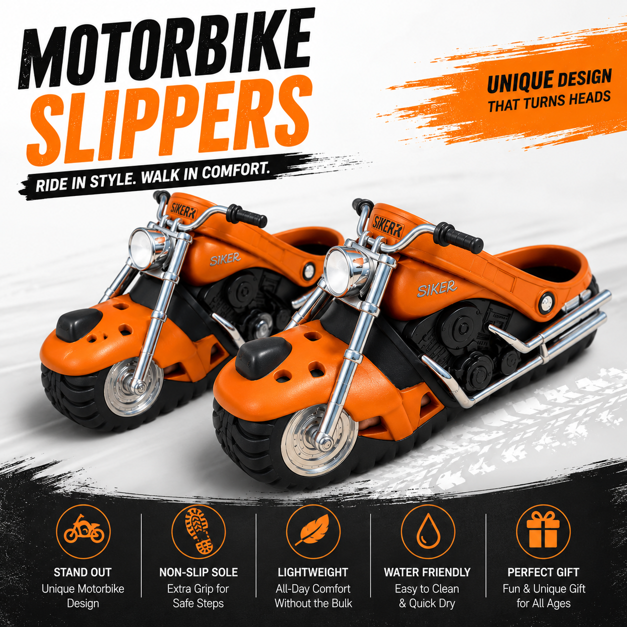 🏍️🔥 Ride-On Motorcycle Slippers