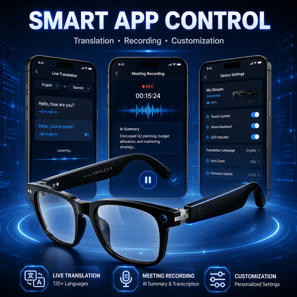 Real-time AI Translation Sunglasses with Smart Zoom