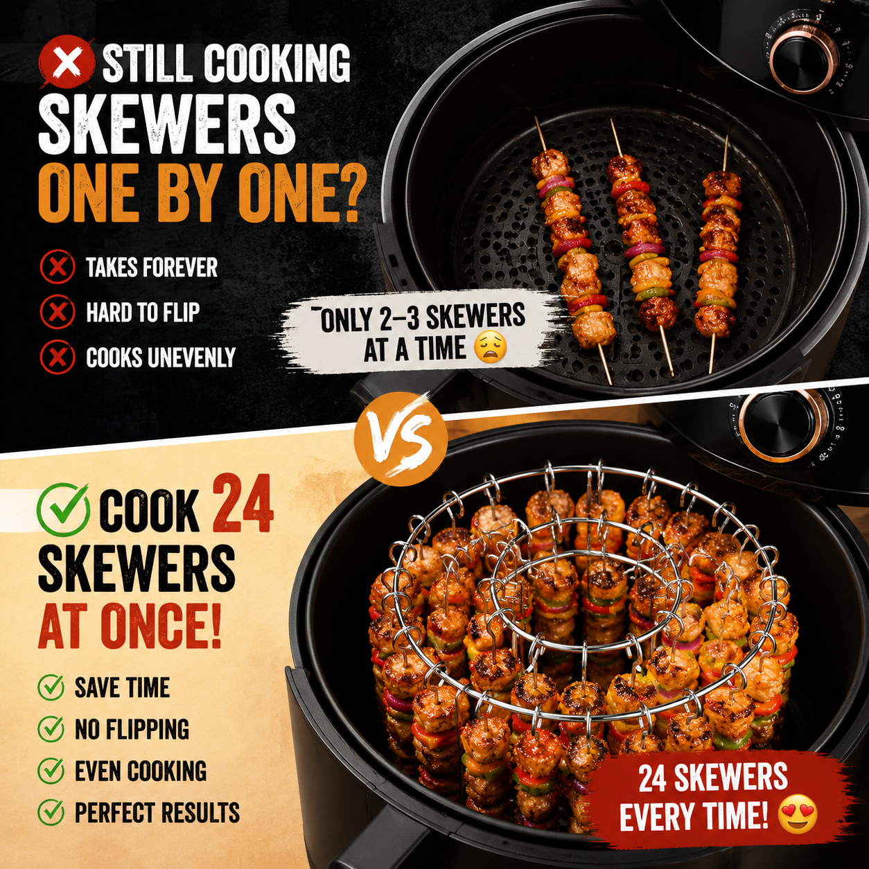 🔥Cook 24 Skewers at Once – No Flipping, No Mess, No Effort
