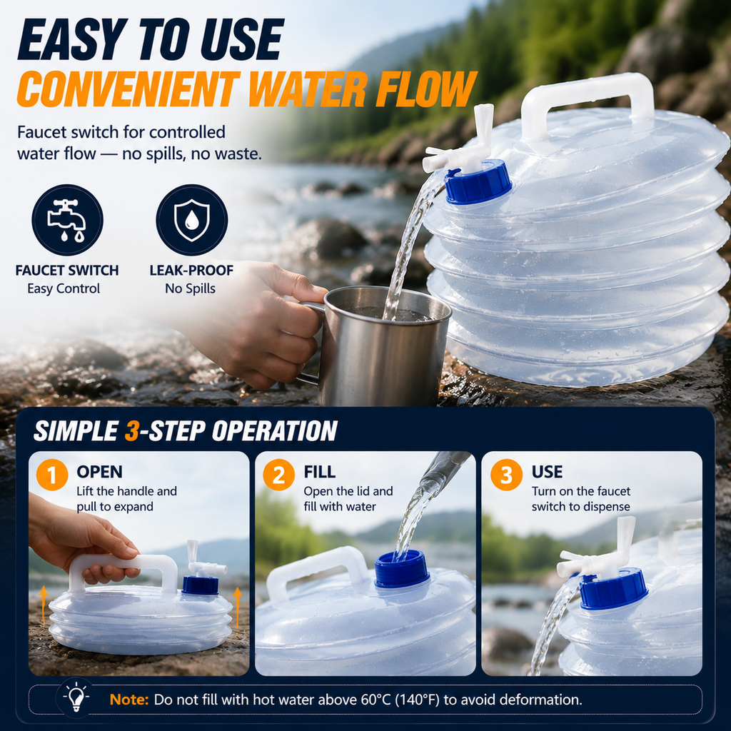 🔥 Last Day Sale | 🏕️ Foldable Camping Water Container – 5L/10L/15L Portable Water Bucket