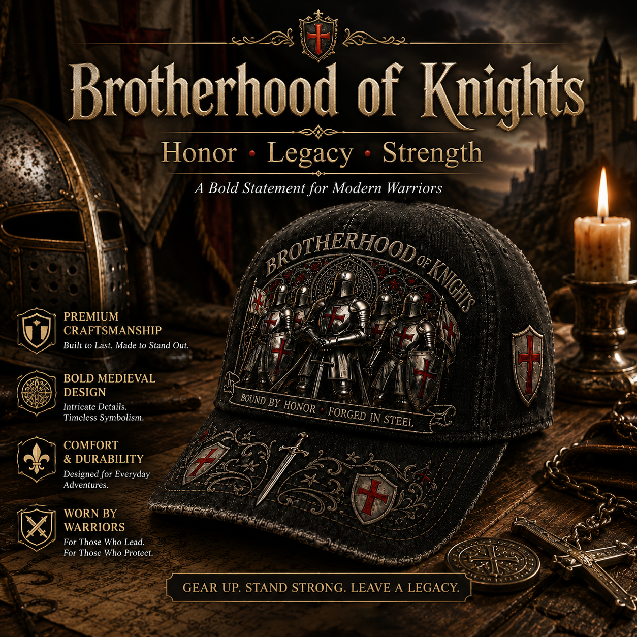⚡ Bound By Honor Forged In Steel – Knights Templar Cap