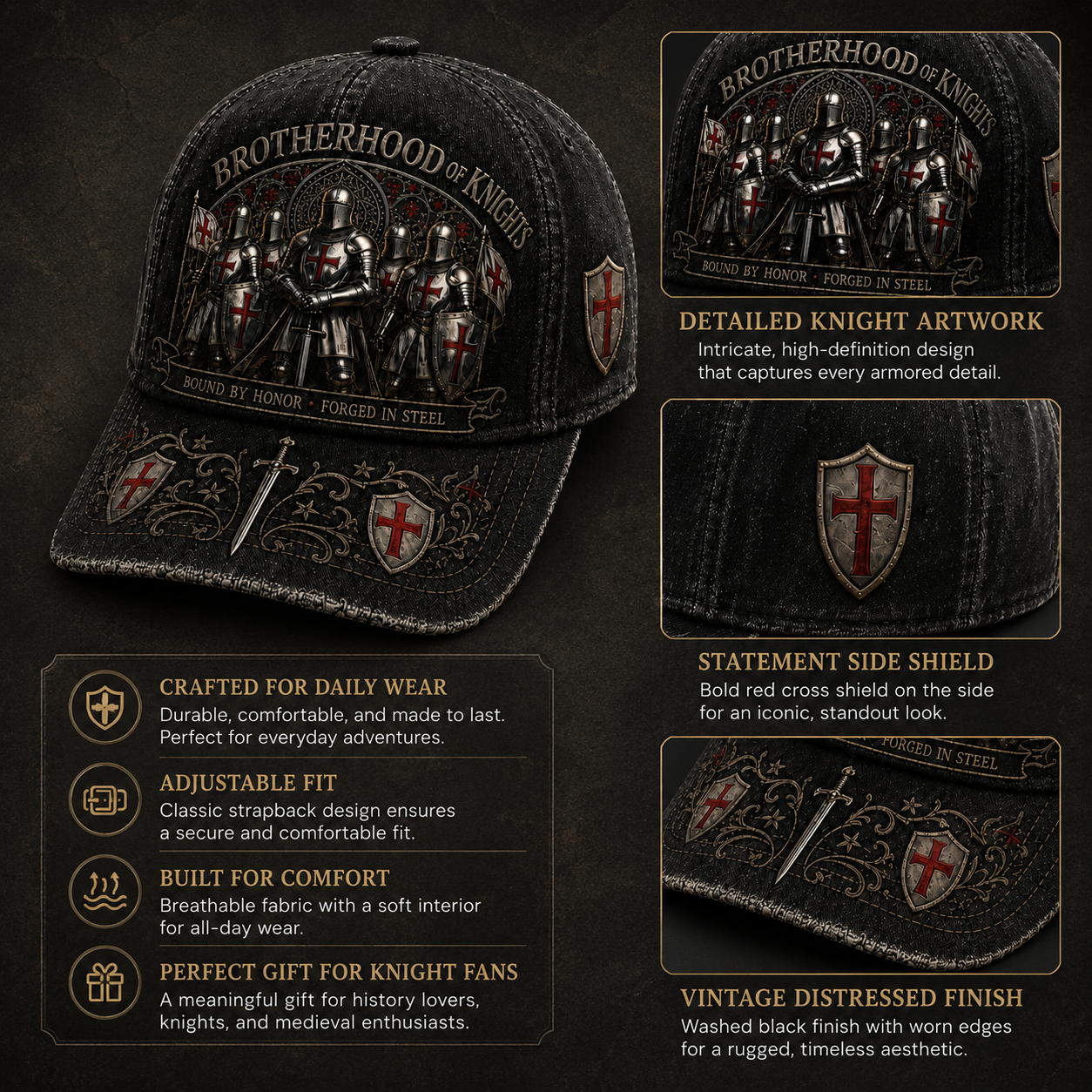 ⚡ Bound By Honor Forged In Steel – Knights Templar Cap