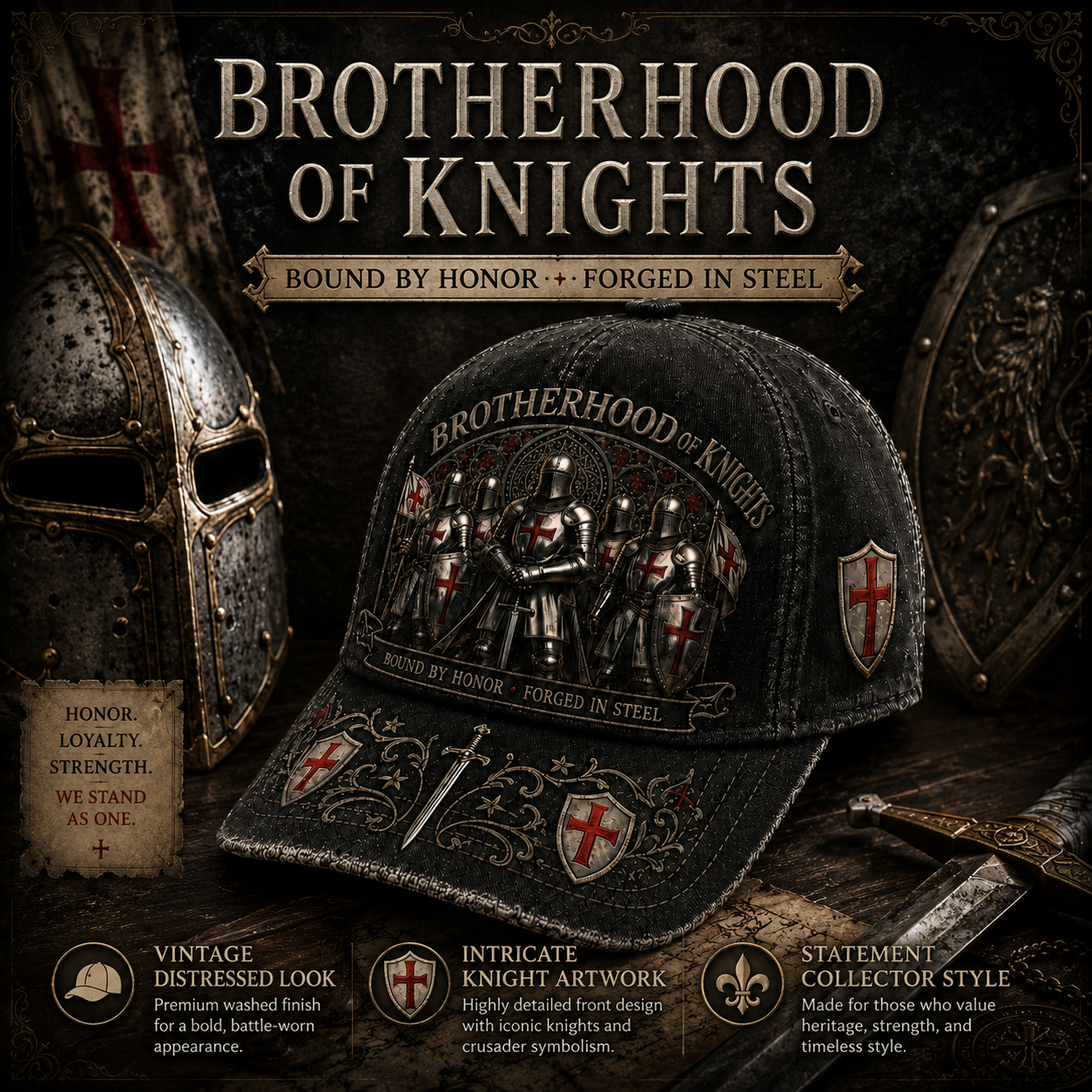 ⚡ Bound By Honor Forged In Steel – Knights Templar Cap