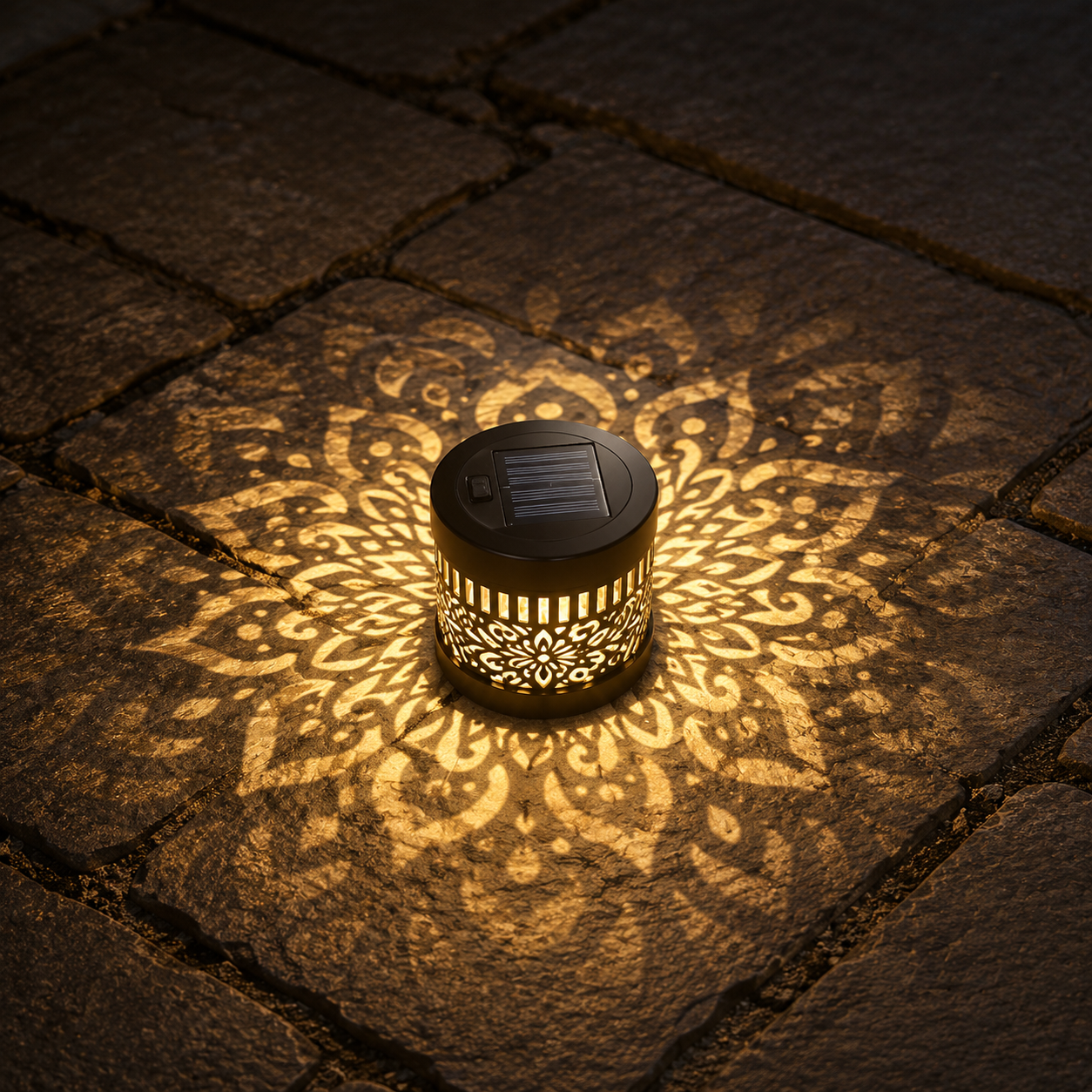 Solar Mandala Wall Light Outdoor Garden Fence Projector Lamp Patio Ambient Decor