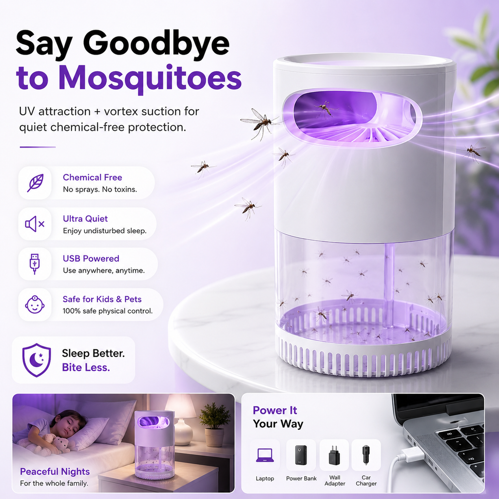 🌙SAVE 50% NOW🔥Quiet UV Mosquito Trap – Chemical-Free & Safe for Kids & Pets🦟