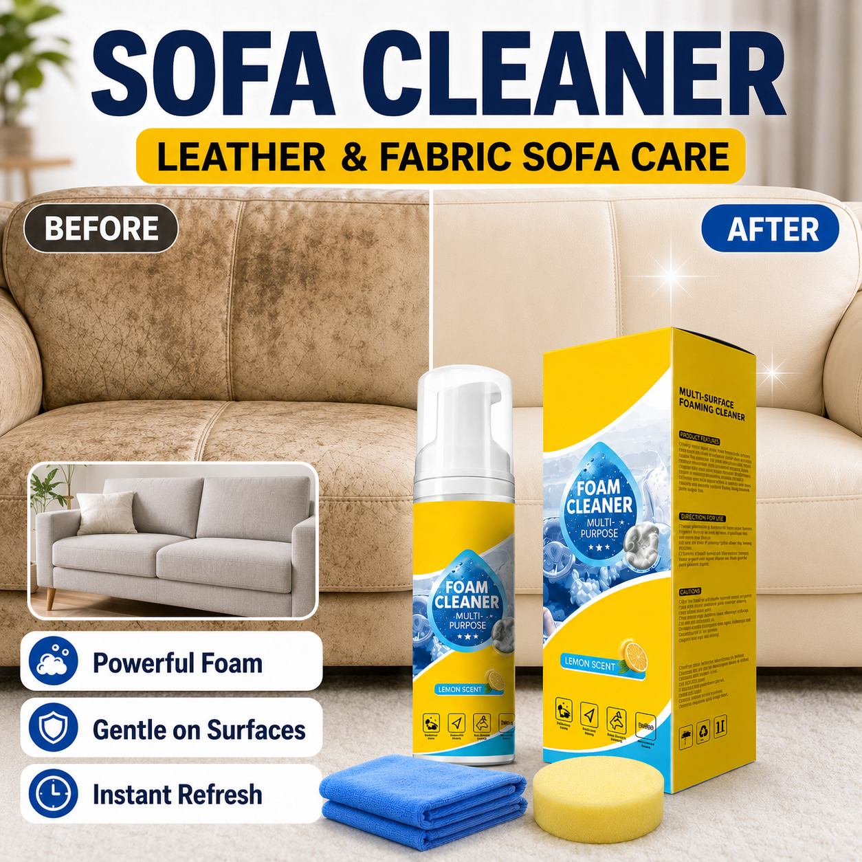 🔥 4-in-1 Multi-Enzyme Foam Cleaner For Sofa Car Interior And Home Surfaces