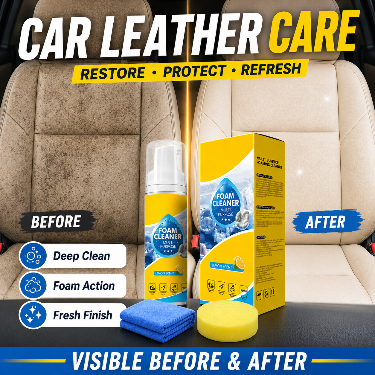 🔥 4-in-1 Multi-Enzyme Foam Cleaner For Sofa Car Interior And Home Surfaces