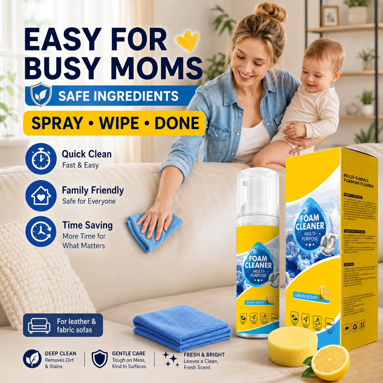🔥 4-in-1 Multi-Enzyme Foam Cleaner For Sofa Car Interior And Home Surfaces