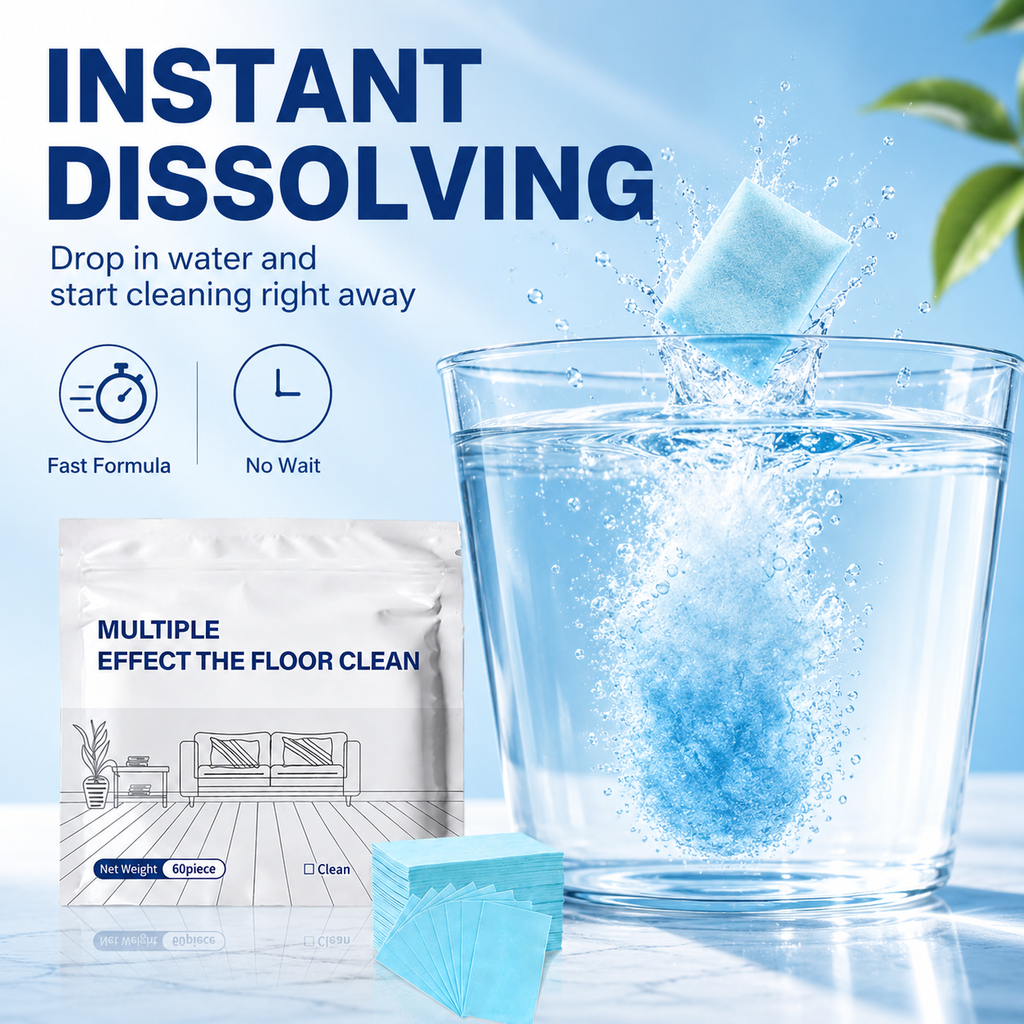 Multi-Effect Floor Cleaning Tablets, Fast Dissolving, No-Rinse Formula for Hardwood, Tile & All Floor Types