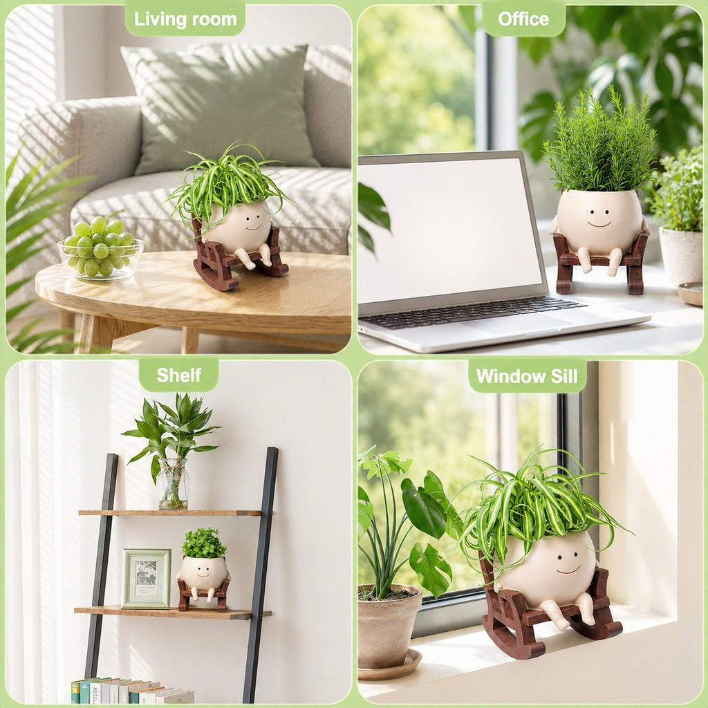 🎉Buy 2 Free Shipping😊Smiley rocking chair flower pot