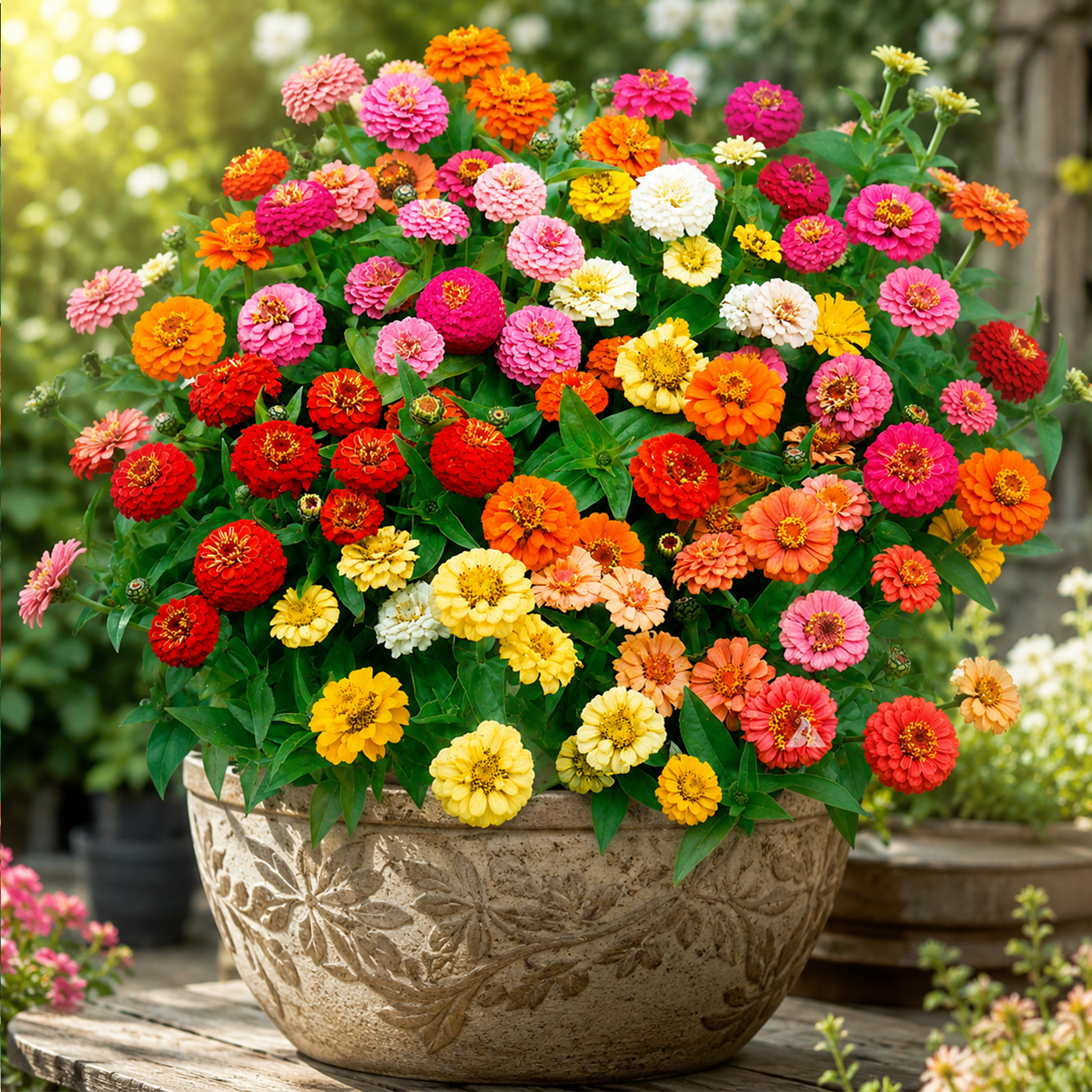 100-Day Bloom Mixed Zinnia Seeds – Easy-Grow Colorful Flowers for Sunny Gardens