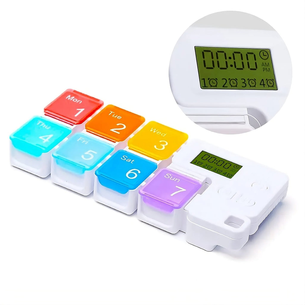 🔥 7-Day Pill Organizer with Alarm Reminder BPA-Free Food Grade Pill Box
