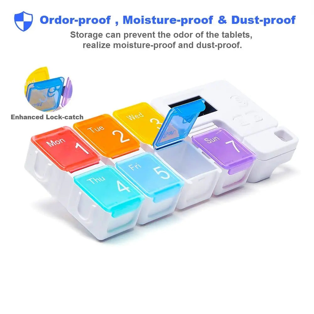 🔥 7-Day Pill Organizer with Alarm Reminder BPA-Free Food Grade Pill Box