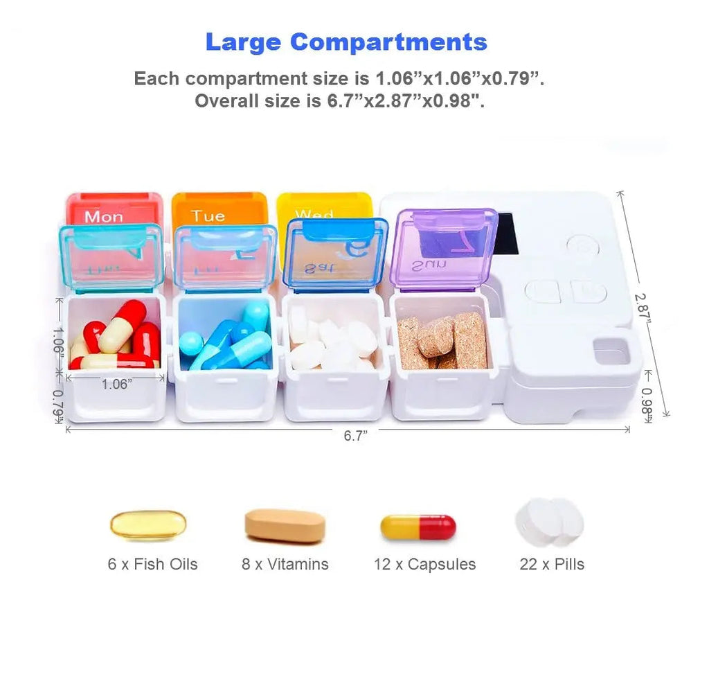 🔥 7-Day Pill Organizer with Alarm Reminder BPA-Free Food Grade Pill Box