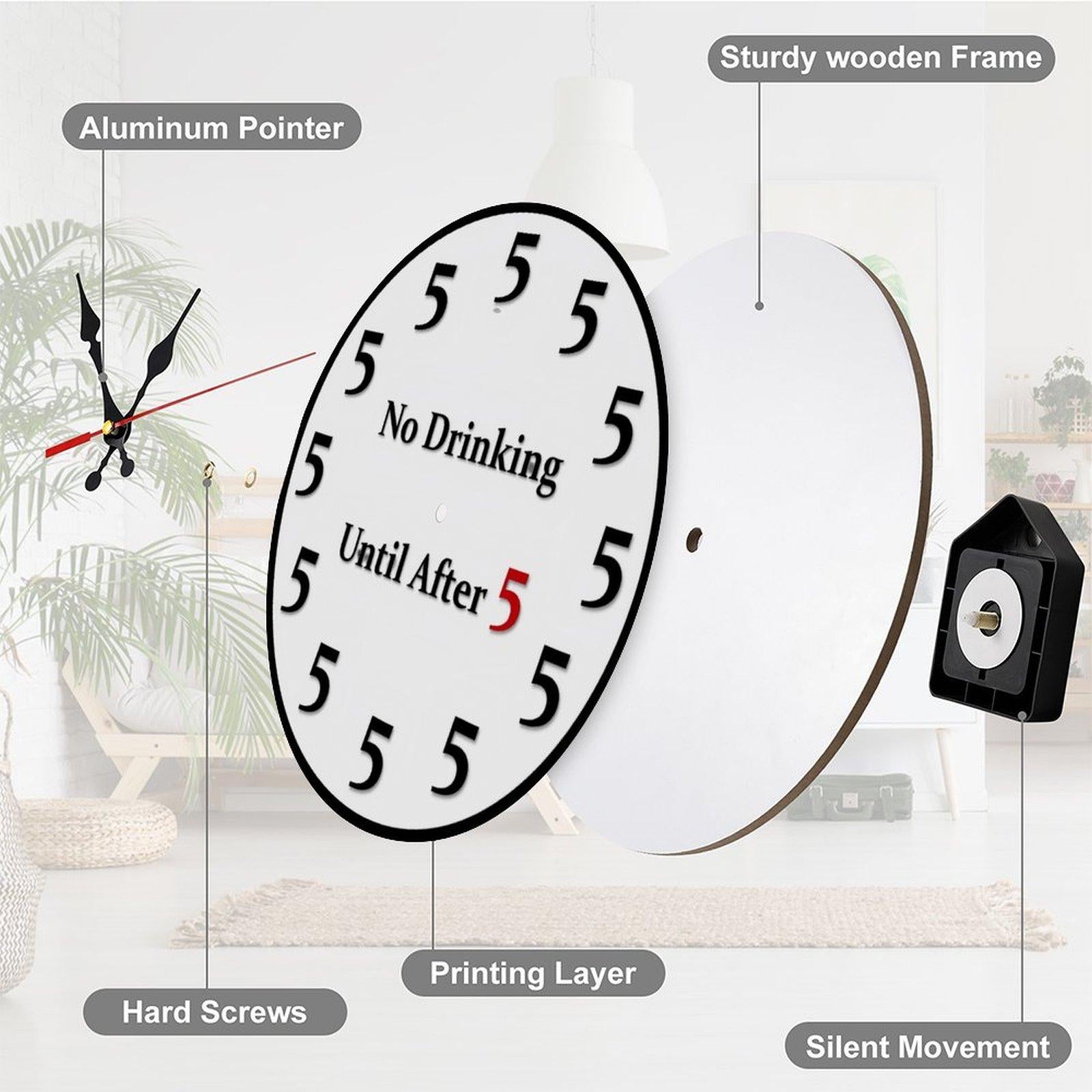 Funny "No Drinking Until After 5" Round Wall Clock