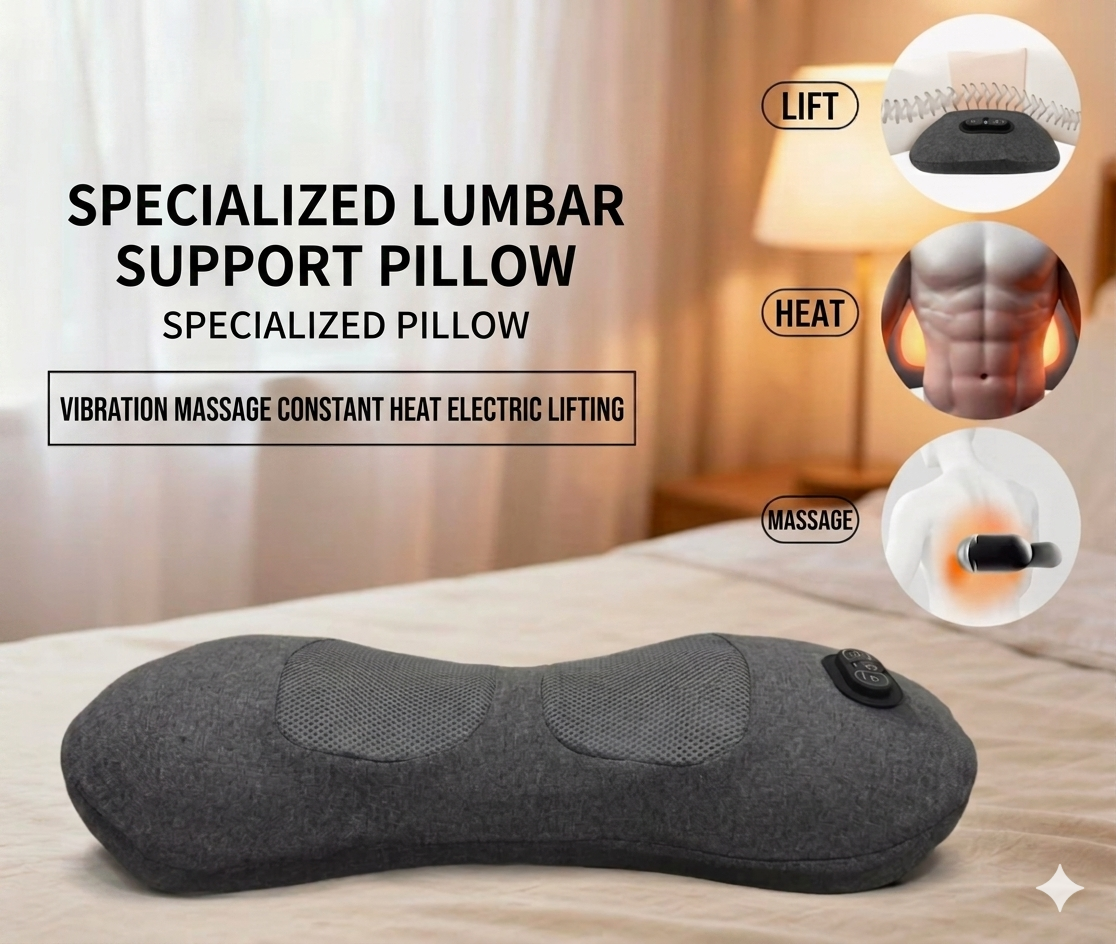 🔥Hot sale🔥60% OFF! Relieve pain with this ergonomically designed electric lumbar massage pillow - 3D kneading, heated support, suitable for office, car, and home use.