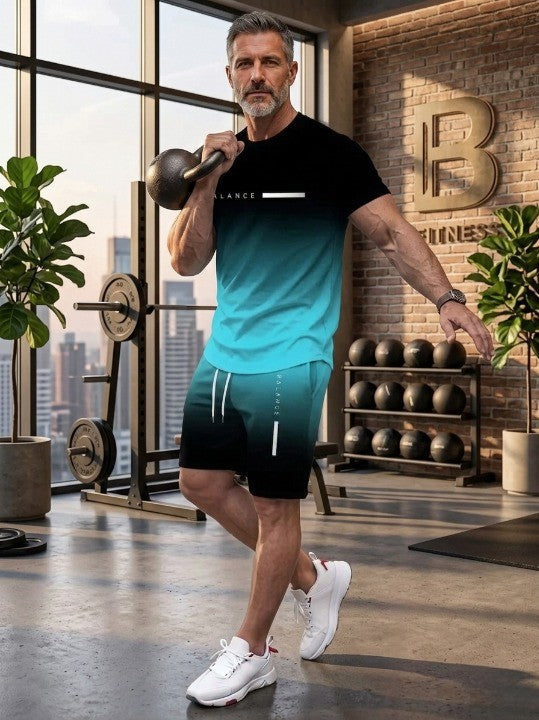 🔥Best Gift For Father's Day 🎁Men's Gradient Fitness 2-Piece Set