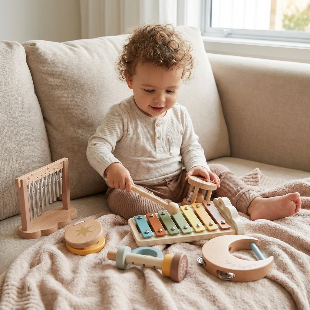 6-Piece Wooden Baby Musical Instrument Set – Sensory Sound & Music Toy